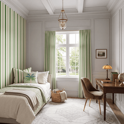 Bellagio Blush Mint Stripes Wallpaper