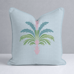 Bellagio Blush Powder Blue Palm Throw Pillow - Lemon Park