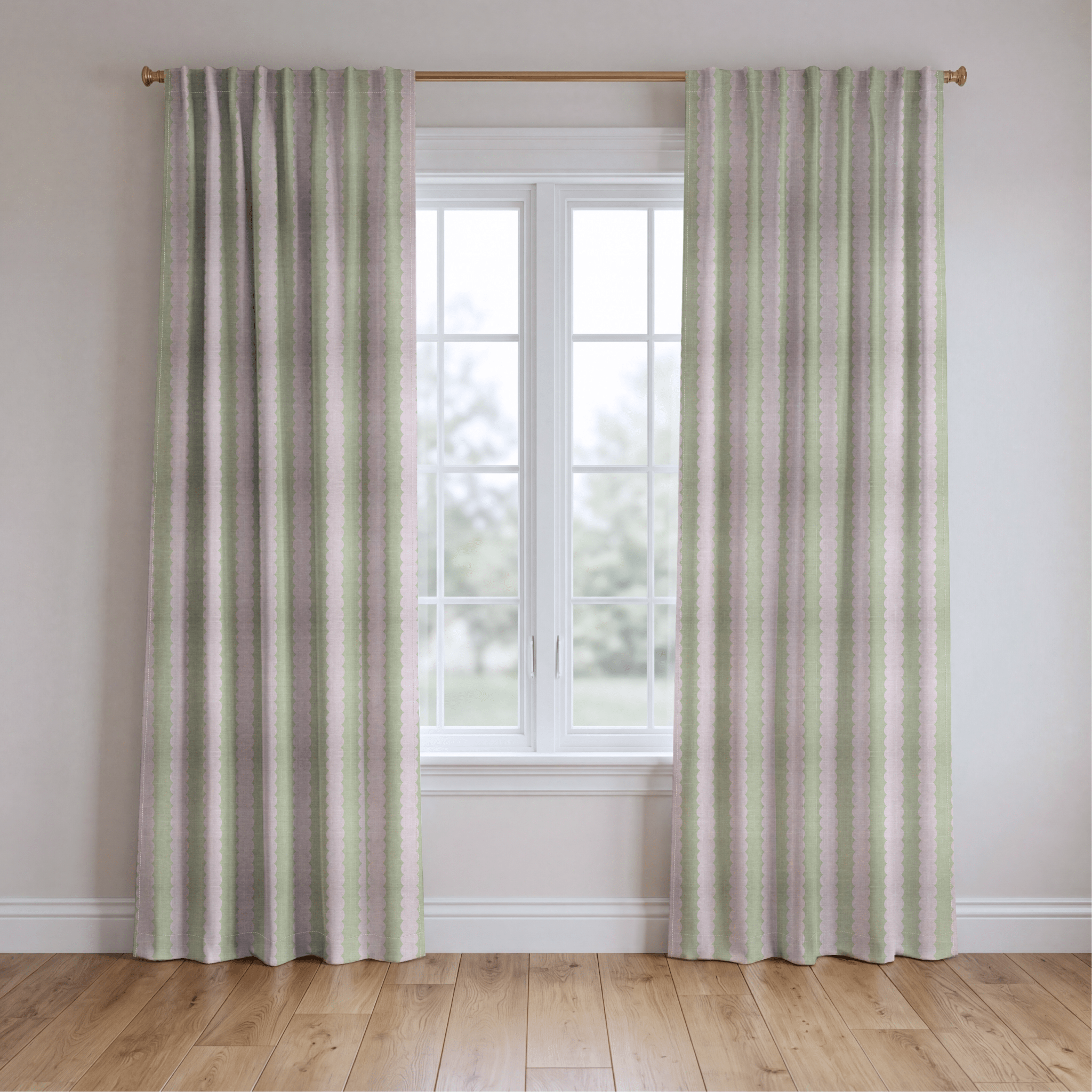 Juliet's Garden Pistachio and Bubble Stripe - Drapery