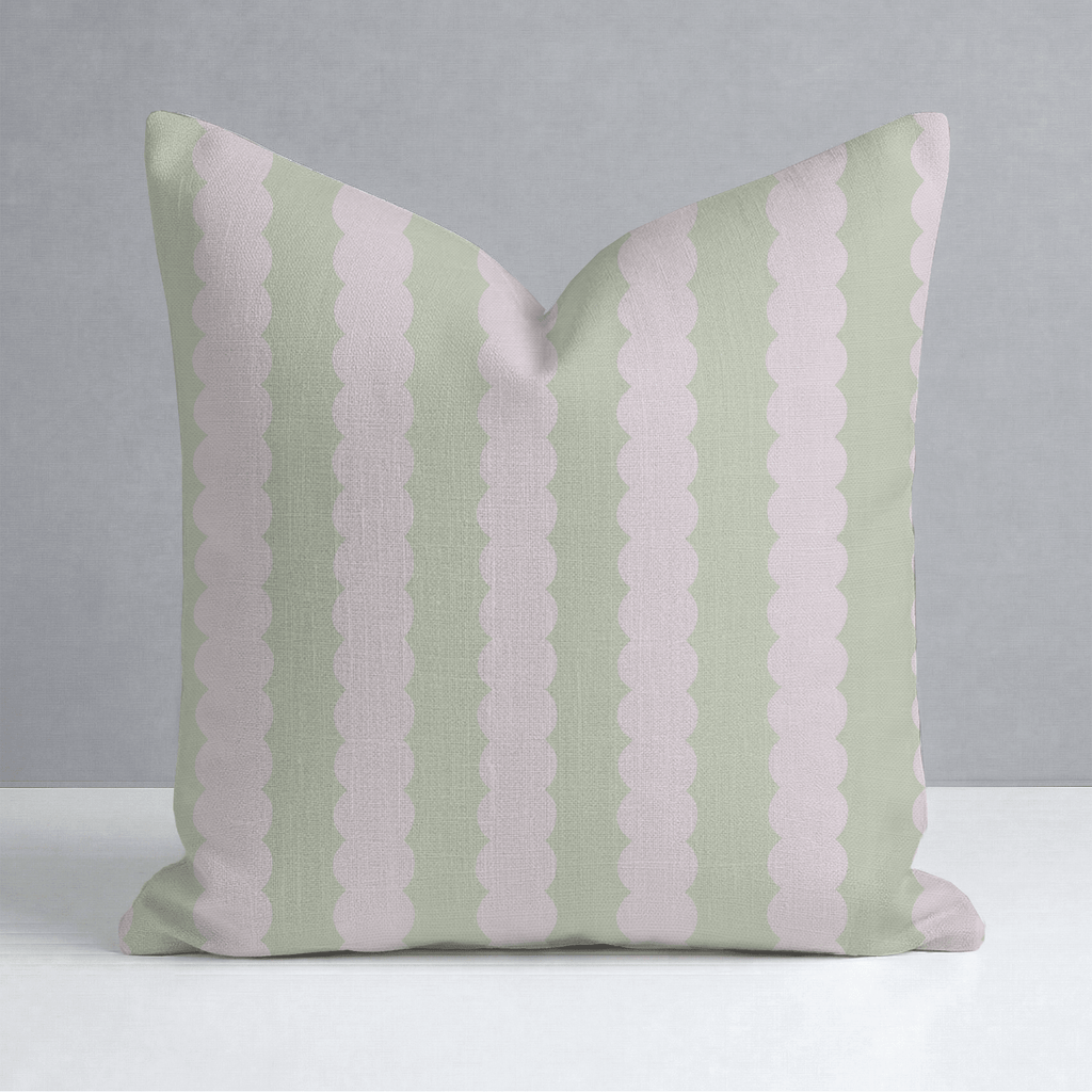 Juliet's Garden Pistachio and Bubble Stripe Throw Pillow - Lemon Park