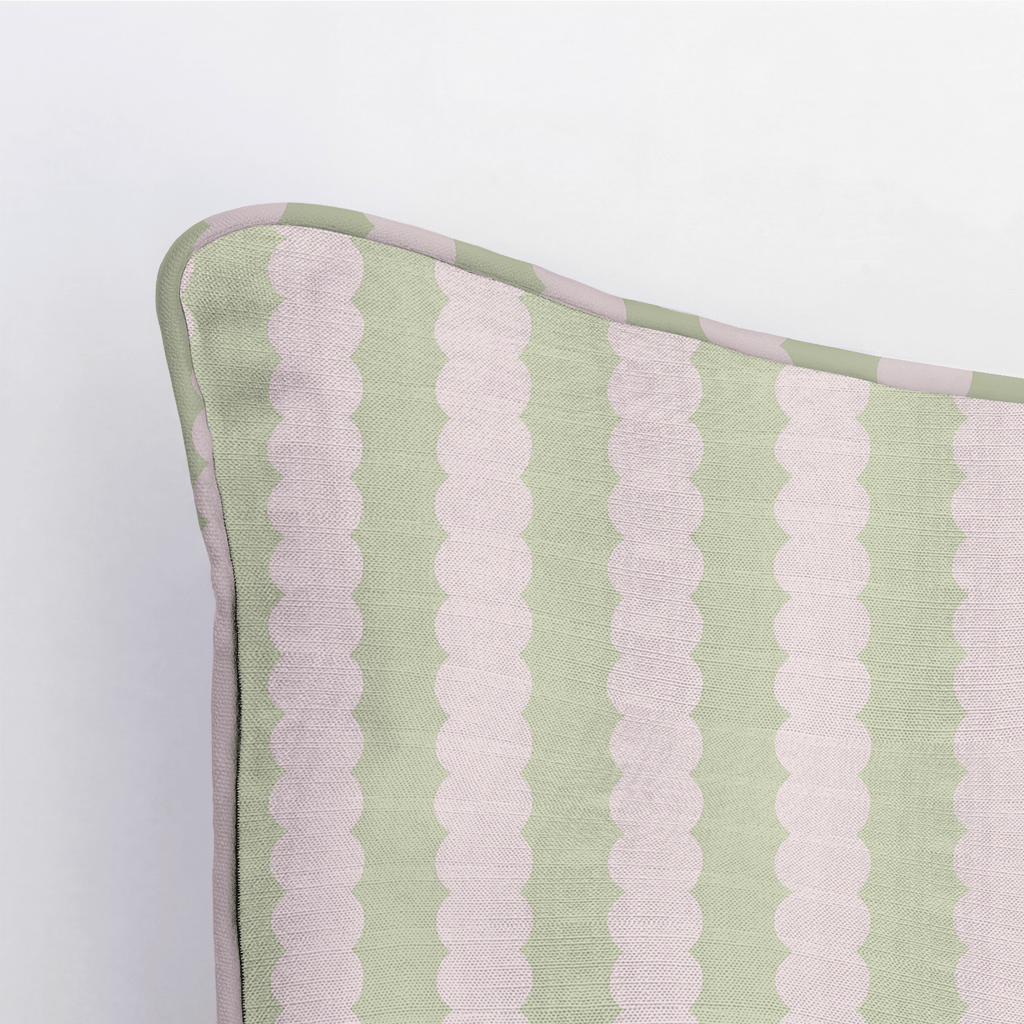 Juliet's Garden Pistachio and Bubble Stripe Throw Pillow