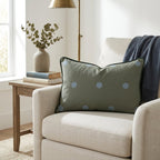 The Silk Garden Evergreen Dots Throw Pillow